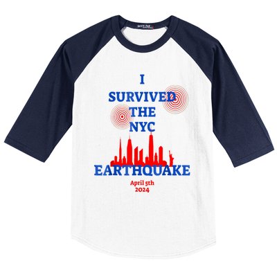 I Survived The Nyc Earthquake Baseball Sleeve Shirt