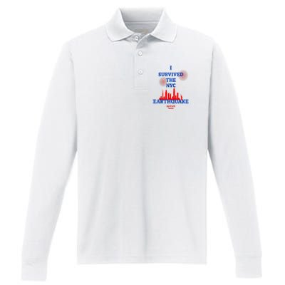 I Survived The Nyc Earthquake Performance Long Sleeve Polo