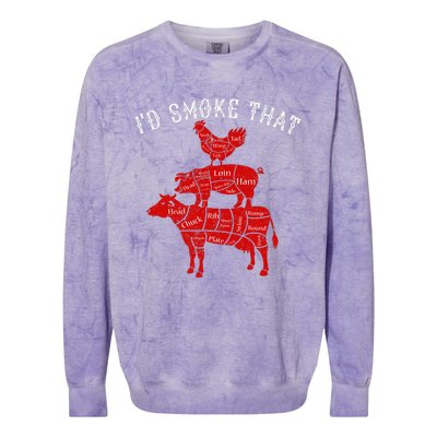 ID Smoke That Barbecue Grilling Bbq Smoker Colorblast Crewneck Sweatshirt