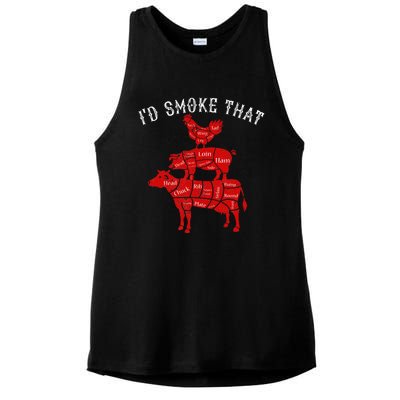 ID Smoke That Barbecue Grilling Bbq Smoker Ladies PosiCharge Tri-Blend Wicking Tank