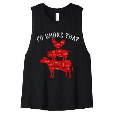 ID Smoke That Barbecue Grilling Bbq Smoker Women's Racerback Cropped Tank