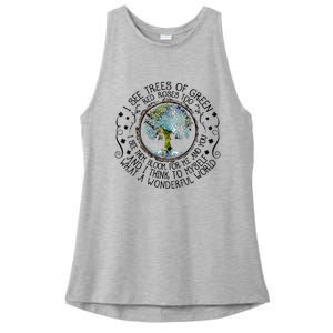 I See Trees Of Green Red Roses Too What A Wonderful World Ladies PosiCharge Tri-Blend Wicking Tank