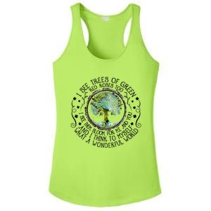 I See Trees Of Green Red Roses Too What A Wonderful World Ladies PosiCharge Competitor Racerback Tank