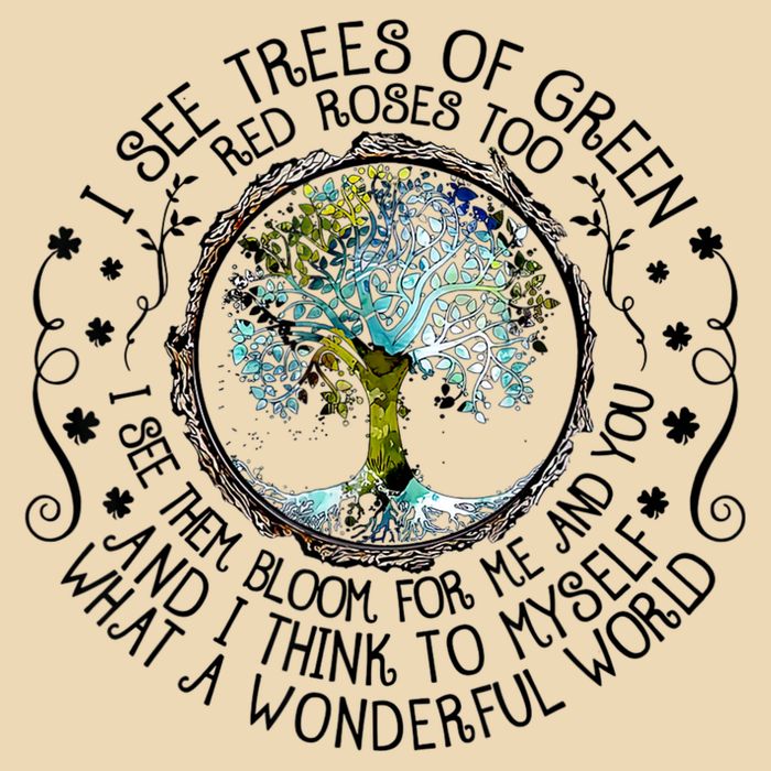 I See Trees Of Green Red Roses Too What A Wonderful World Drawstring Bag