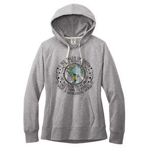 I See Trees Of Green Red Roses Too What A Wonderful World Women's Fleece Hoodie