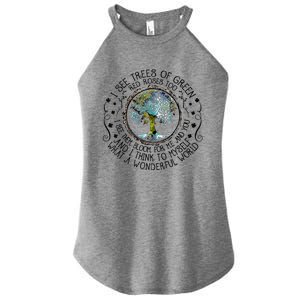 I See Trees Of Green Red Roses Too What A Wonderful World Women's Perfect Tri Rocker Tank