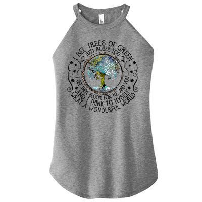 I See Trees Of Green Red Roses Too What A Wonderful World Women's Perfect Tri Rocker Tank