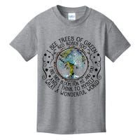 I See Trees Of Green Red Roses Too What A Wonderful World Kids T-Shirt