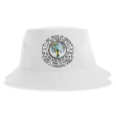 I See Trees Of Green Red Roses Too What A Wonderful World Sustainable Bucket Hat