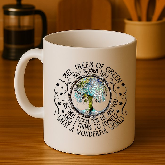 I See Trees Of Green Red Roses Too What A Wonderful World Mug