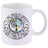 I See Trees Of Green Red Roses Too What A Wonderful World 11oz C Handle Ceramic Mug
