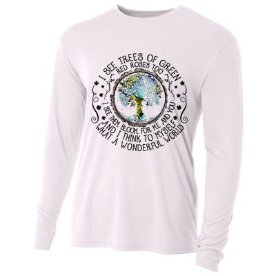 I See Trees Of Green Red Roses Too What A Wonderful World Cooling Performance Long Sleeve Crew