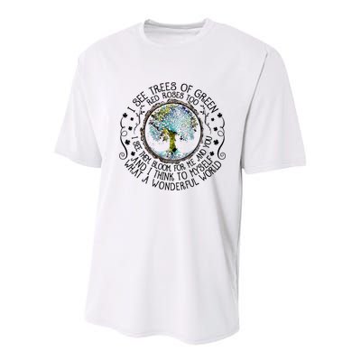 I See Trees Of Green Red Roses Too What A Wonderful World Youth Performance Sprint T-Shirt
