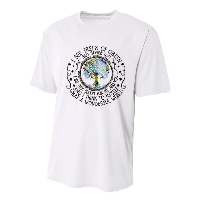 I See Trees Of Green Red Roses Too What A Wonderful World Youth Performance Sprint T-Shirt