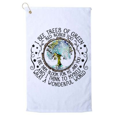 I See Trees Of Green Red Roses Too What A Wonderful World Golf Towel