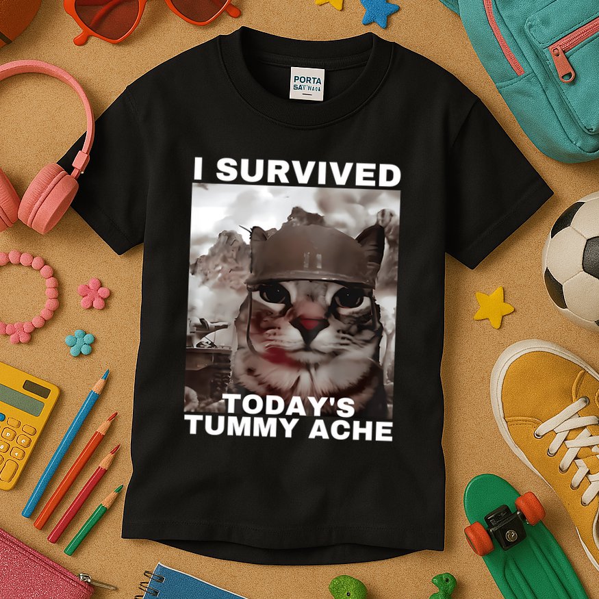 I Survived Todays Tummy Ache Kids T-Shirt
