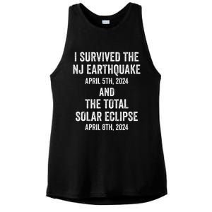 I Survived The Nj Earthquake And The Total Solar Eclipse Ladies PosiCharge Tri-Blend Wicking Tank