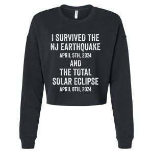 I Survived The Nj Earthquake And The Total Solar Eclipse Cropped Pullover Crew