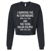 I Survived The Nj Earthquake And The Total Solar Eclipse Cropped Pullover Crew