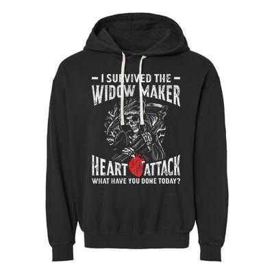 I Survived The Widow Maker Heart Attack Heart Disease Garment-Dyed Fleece Hoodie