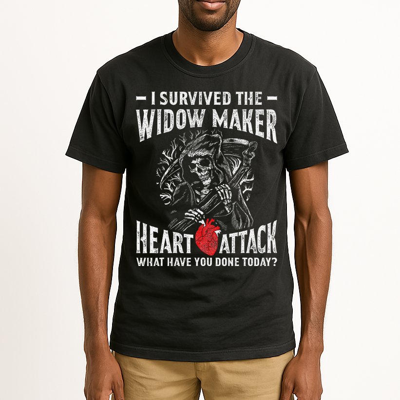 I Survived The Widow Maker Heart Attack Heart Disease Tall T-Shirt