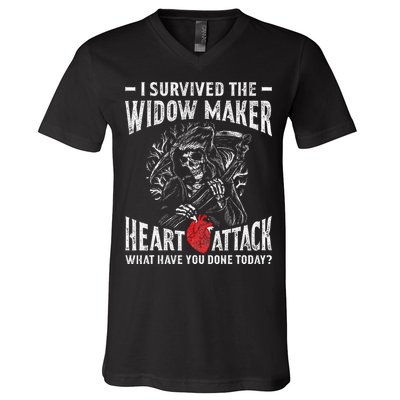 I Survived The Widow Maker Heart Attack Heart Disease V-Neck T-Shirt