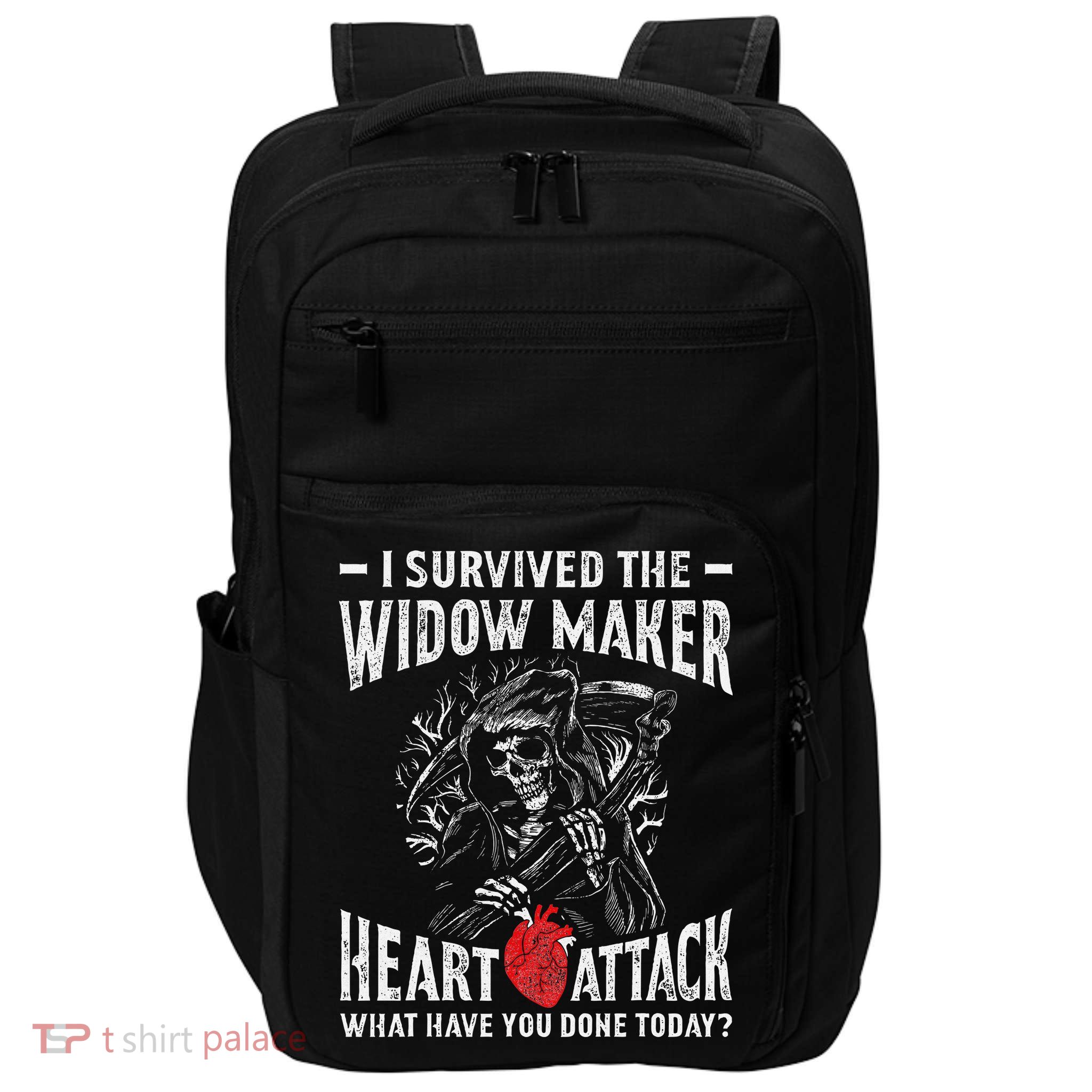 I Survived The Widow Maker Heart Attack Heart Disease Impact Tech Backpack