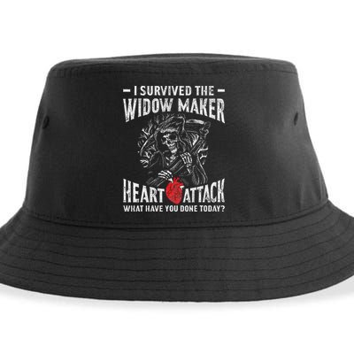 I Survived The Widow Maker Heart Attack Heart Disease Sustainable Bucket Hat