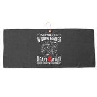 I Survived The Widow Maker Heart Attack Heart Disease Large Microfiber Waffle Golf Towel