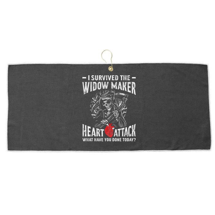 I Survived The Widow Maker Heart Attack Heart Disease Large Microfiber Waffle Golf Towel