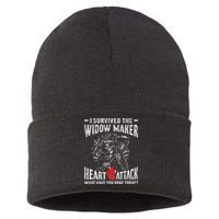 I Survived The Widow Maker Heart Attack Heart Disease Sustainable Knit Beanie