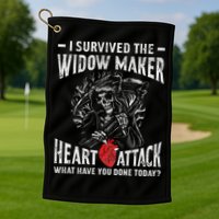 I Survived The Widow Maker Heart Attack Heart Disease Golf Towel