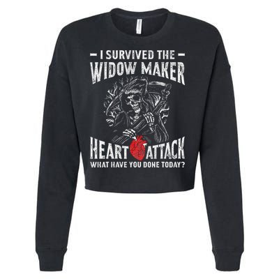 I Survived The Widow Maker Heart Attack Heart Disease Cropped Pullover Crew