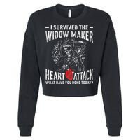 I Survived The Widow Maker Heart Attack Heart Disease Cropped Pullover Crew