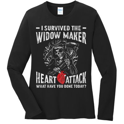 I Survived The Widow Maker Heart Attack Heart Disease Ladies Long Sleeve Shirt