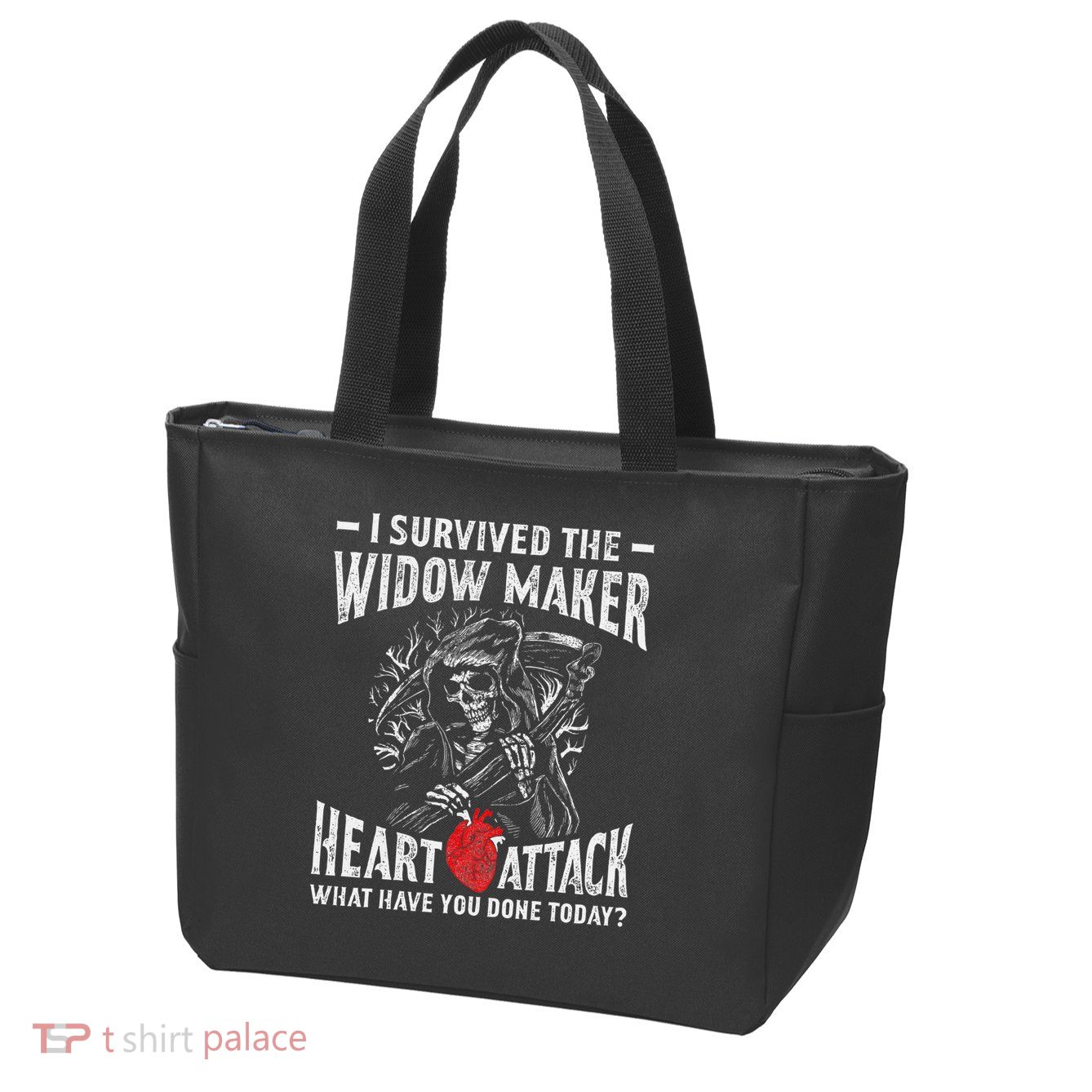 I Survived The Widow Maker Heart Attack Heart Disease Zip Tote Bag