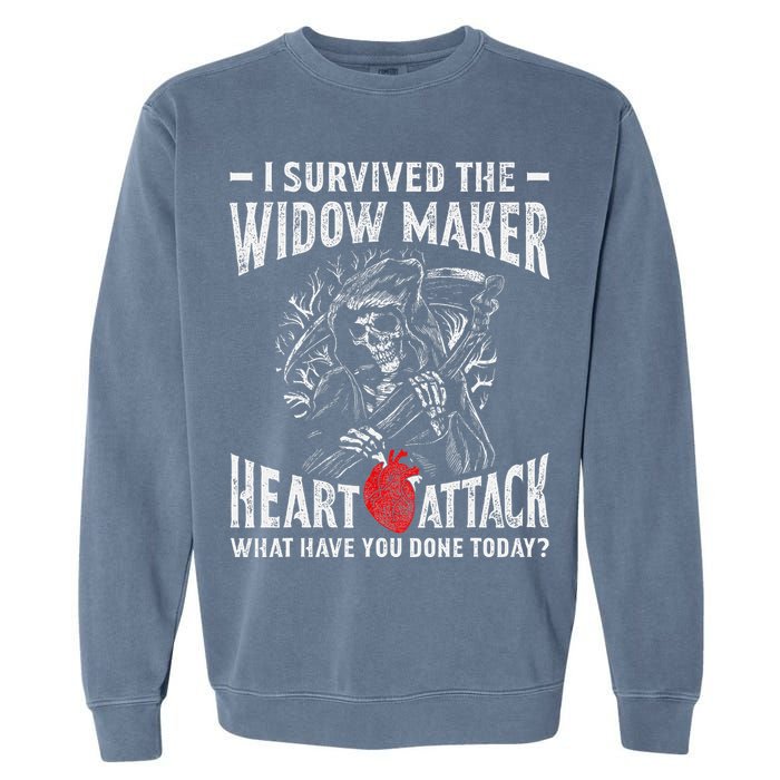 I Survived The Widow Maker Heart Attack Heart Disease Garment-Dyed Sweatshirt