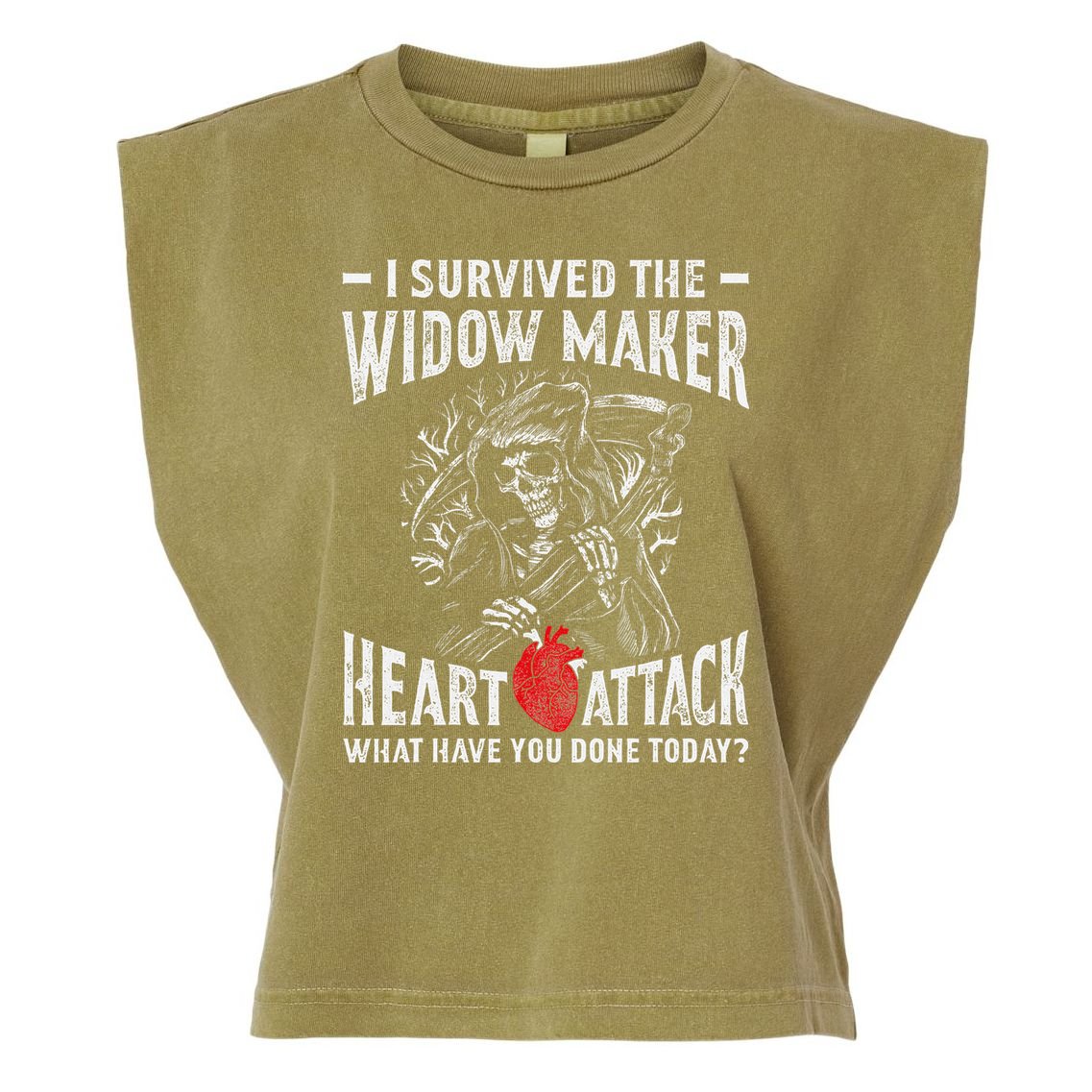I Survived The Widow Maker Heart Attack Heart Disease Garment-Dyed Women's Muscle Tee