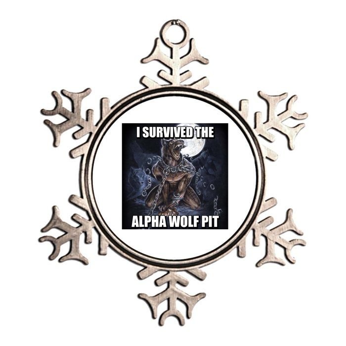 I Survived The Alpha Wolf Pit Metallic Star Ornament