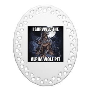 I Survived The Alpha Wolf Pit Ceramic Oval Ornament