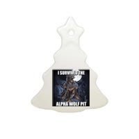 I Survived The Alpha Wolf Pit Ceramic Tree Ornament