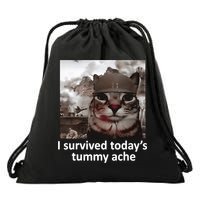 I Survived TodayS Tummy Ache Drawstring Bag