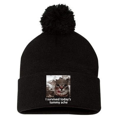 I Survived TodayS Tummy Ache Pom Pom 12in Knit Beanie