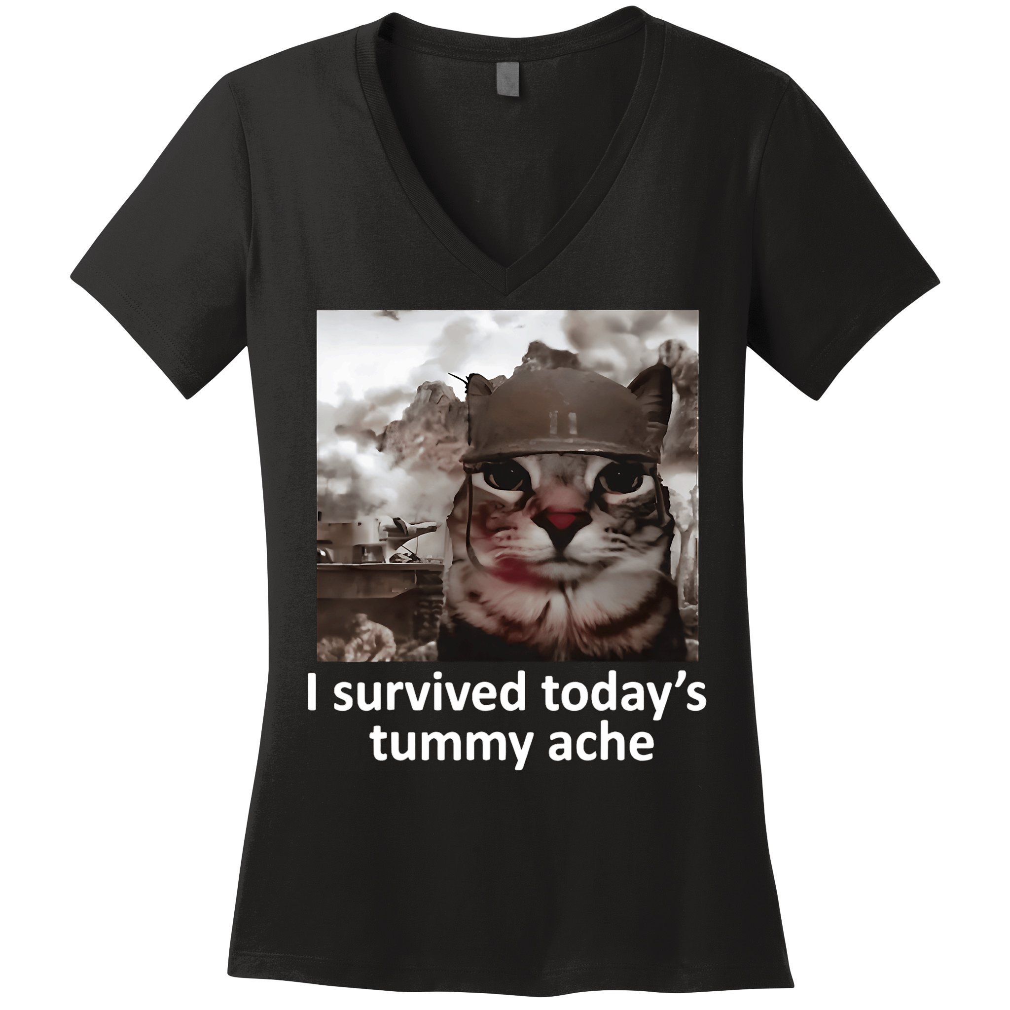 I Survived TodayS Tummy Ache Women's V-Neck T-Shirt