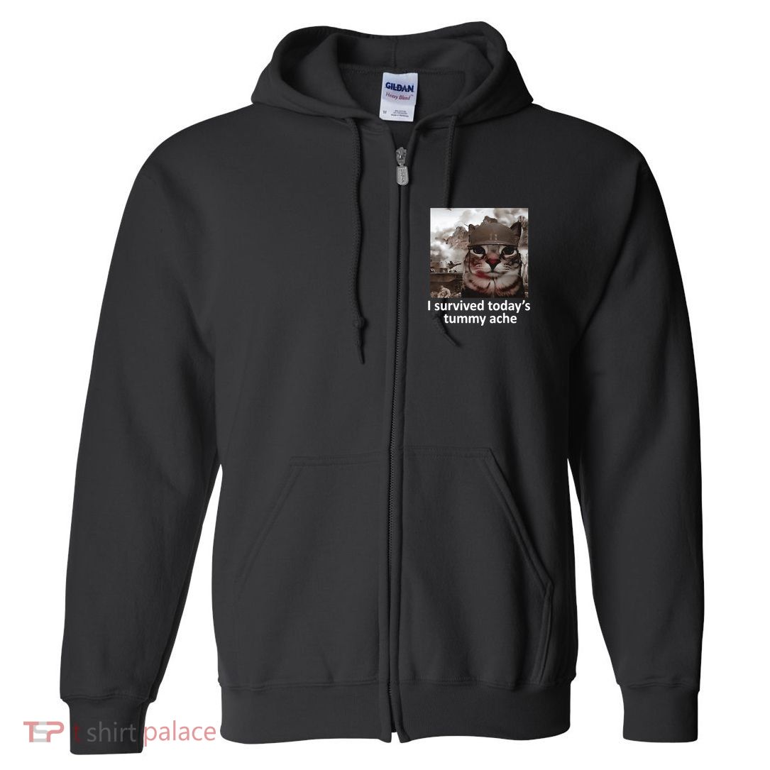 I Survived TodayS Tummy Ache Full Zip Hoodie