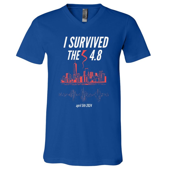 I Survived The 4.8 Earthquake April 5th 2024 V-Neck T-Shirt