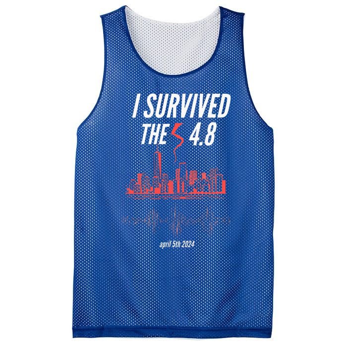 I Survived The 4.8 Earthquake April 5th 2024 Mesh Reversible Basketball Jersey Tank