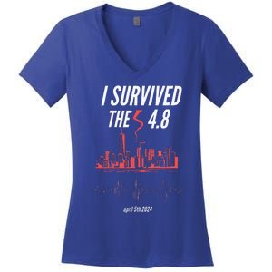 I Survived The 4.8 Earthquake April 5th 2024 Women's V-Neck T-Shirt