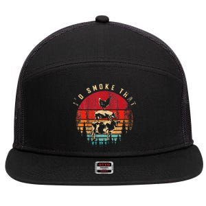 Id Smoke That Funny Smoked Meat BBQ Chef Barbecue 7 Panel Mesh Trucker Snapback Hat