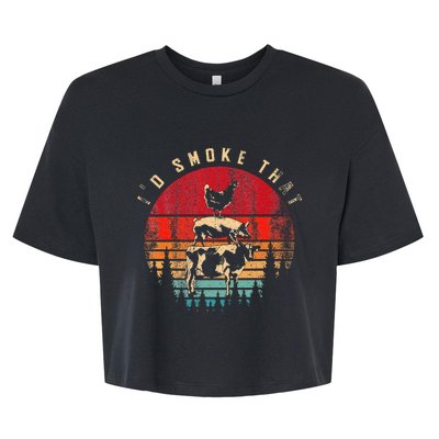 Id Smoke That Funny Smoked Meat BBQ Chef Barbecue Bella+Canvas Jersey Crop Tee